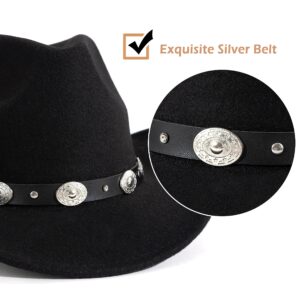 Lisianthus Men & Women's Felt Wide Brim Western Cowboy Hat Black