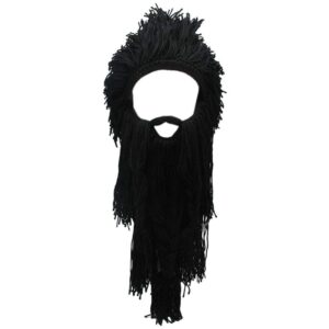 creative barbarian knit beard hat funny knit hat wig beanie hat beard facemask