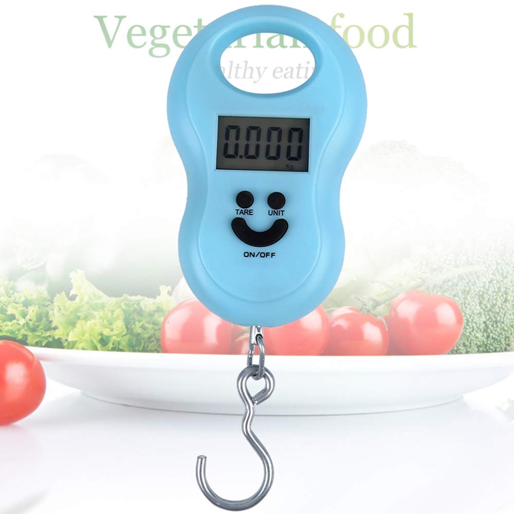 Meichoon Scale for Luggage Weight Electronic Scale Protable, Steelyard 110lb / 50kg for Home Farm Factory Hunting Outdoor with Tare Function C41 Blue