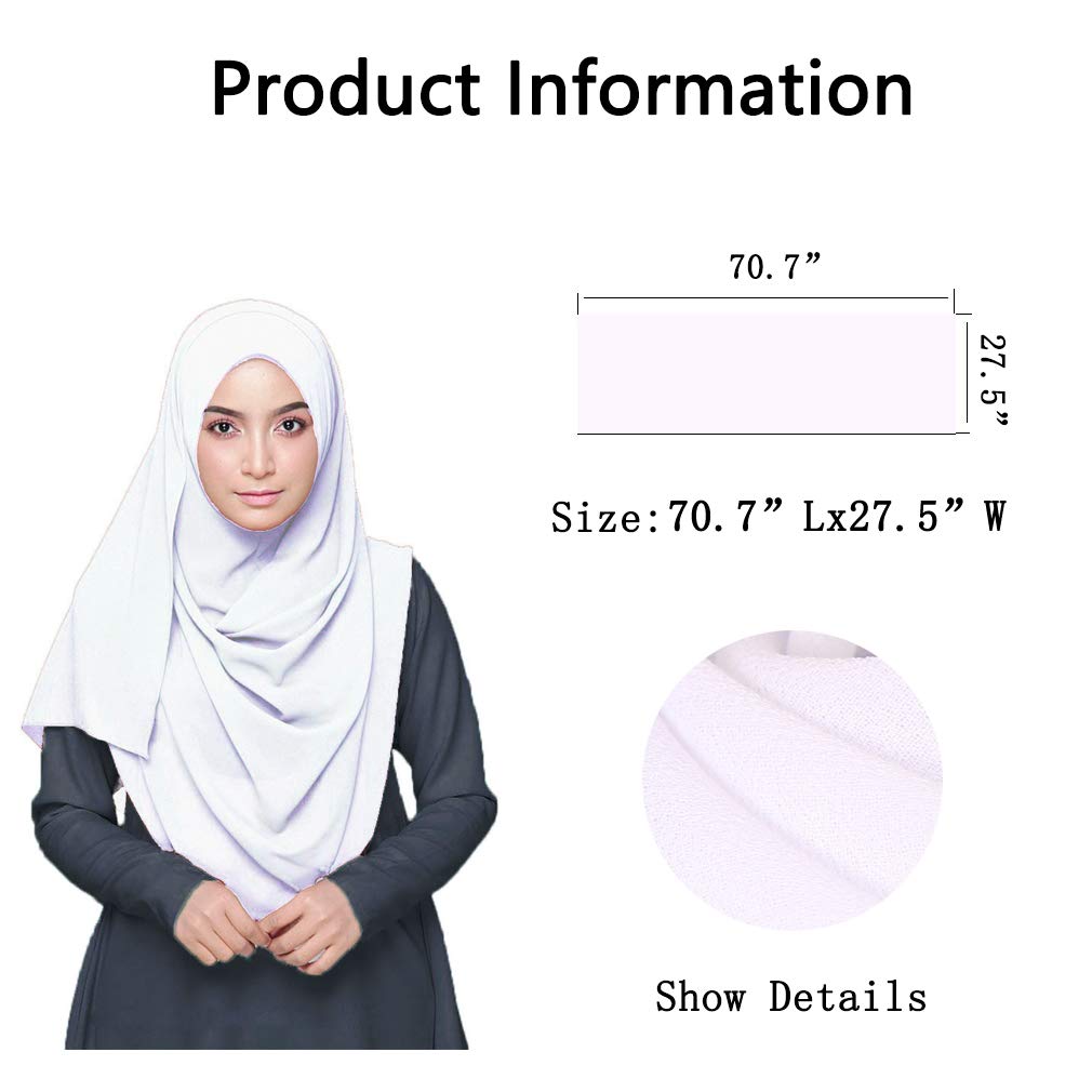 LMVERNA Solid Color Lightweight Wrap and Shawls Girls Fashion Chiffon Scarves(White)