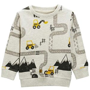 Bumeex Toddler Boys Sweatshirts Clothes,Cotton Crewneck Long Sleeve Shirt Outfits Excavator 4T