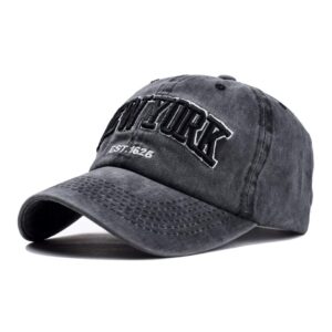 baseball hat new-york distressed-adjustable-strapback - washed twill dad hat unisex black