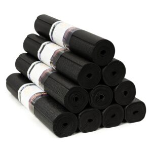 sunshine yoga voyage yoga mat, 10 pack, 72" x 24" extra long exercise mat, 5mm thick bulk yoga mats for schools, anti-tear, non slip fitness mat for gym or studio, black