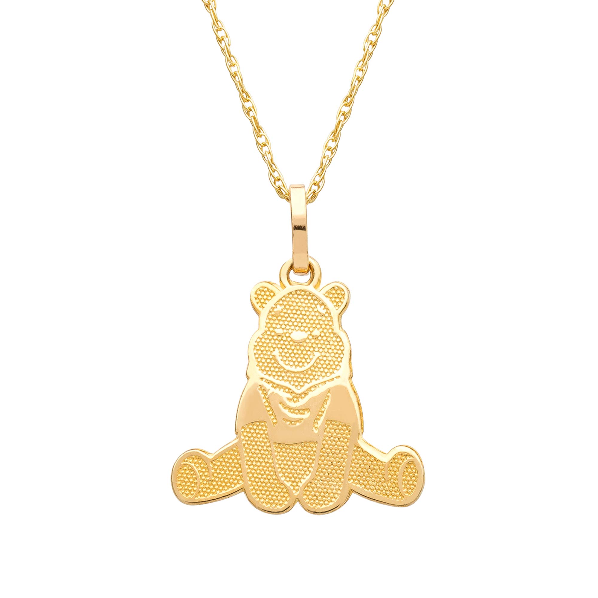 Disney Winnie the Pooh 10KT Yellow Gold Winnie the Pooh Necklace, 18 Inch Chain; Jewelry for Women