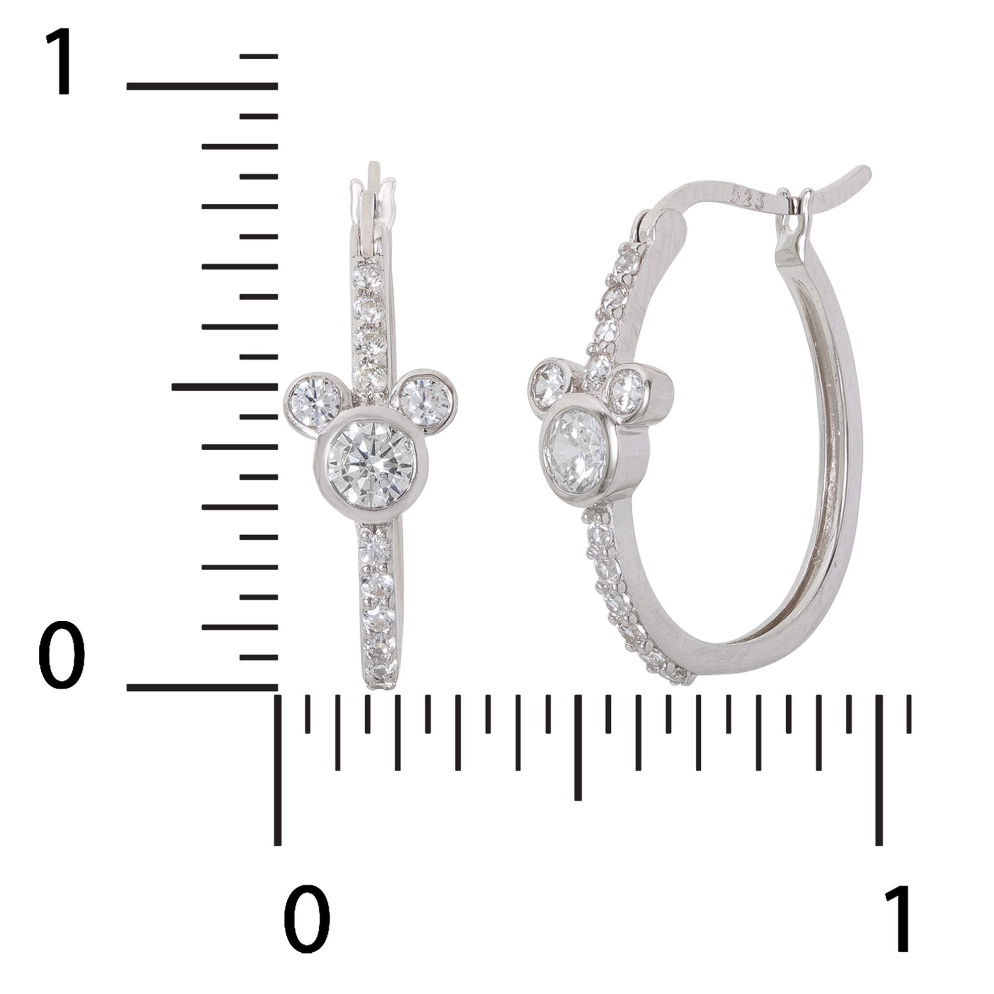 Disney Jewelry for Women Mickey Mouse Sterling Silver Cubic Zirconia Hoop Earrings, April Birthstone