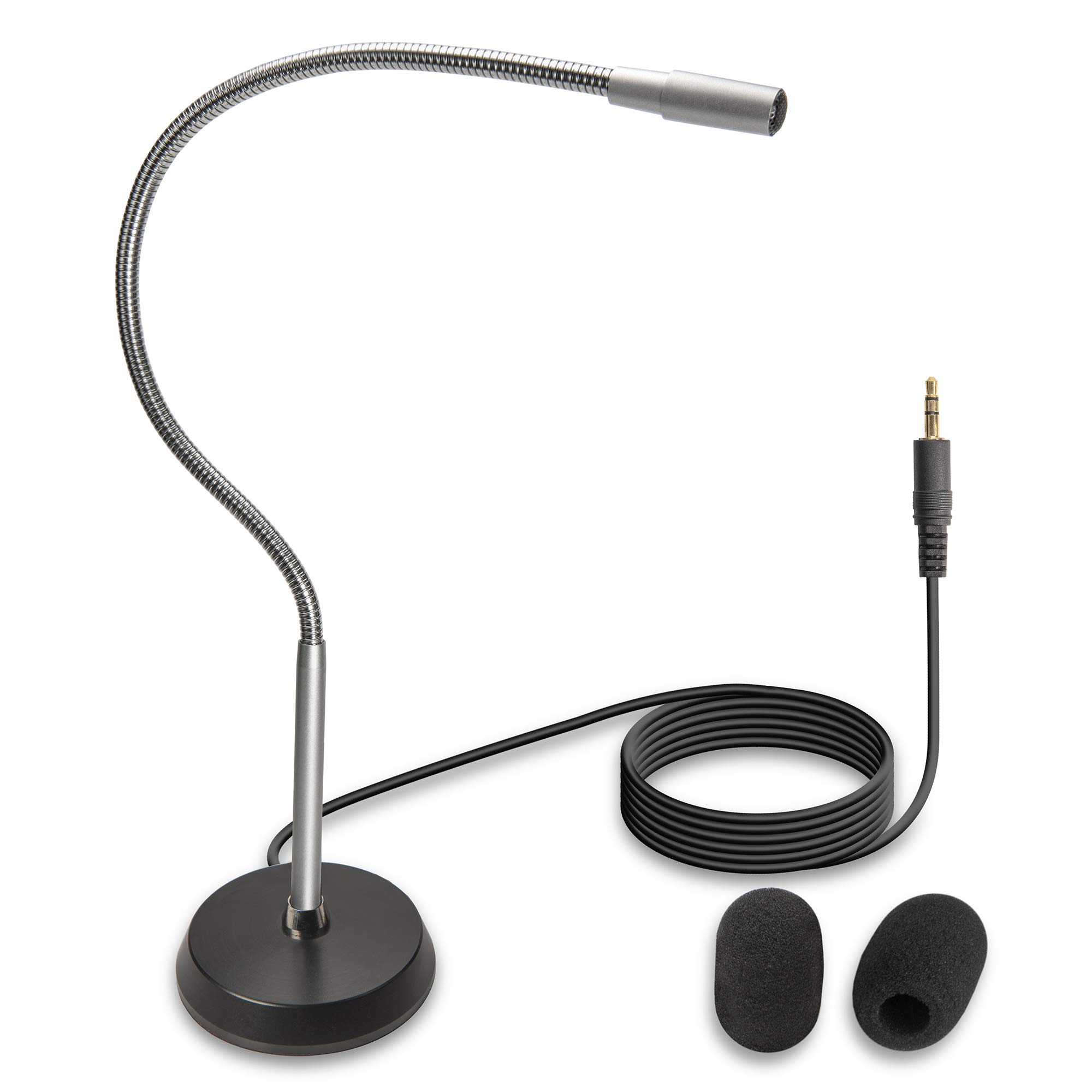 ECS WordSeeker Professional Gooseneck Conference Microphone 3.5 mm, Fully Adjustable Podium Mic, Heavy Duty Stainless Steel Neck