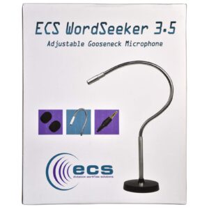 ECS WordSeeker Professional Gooseneck Conference Microphone 3.5 mm, Fully Adjustable Podium Mic, Heavy Duty Stainless Steel Neck