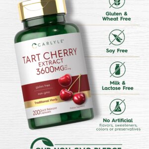 Carlyle Tart Cherry Extract Capsules | 200 Count | Non-GMO and Gluten Free Formula | Traditional Herb Supplement