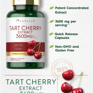 Carlyle Tart Cherry Extract Capsules | 200 Count | Non-GMO and Gluten Free Formula | Traditional Herb Supplement