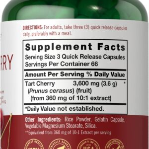 Carlyle Tart Cherry Extract Capsules | 200 Count | Non-GMO and Gluten Free Formula | Traditional Herb Supplement