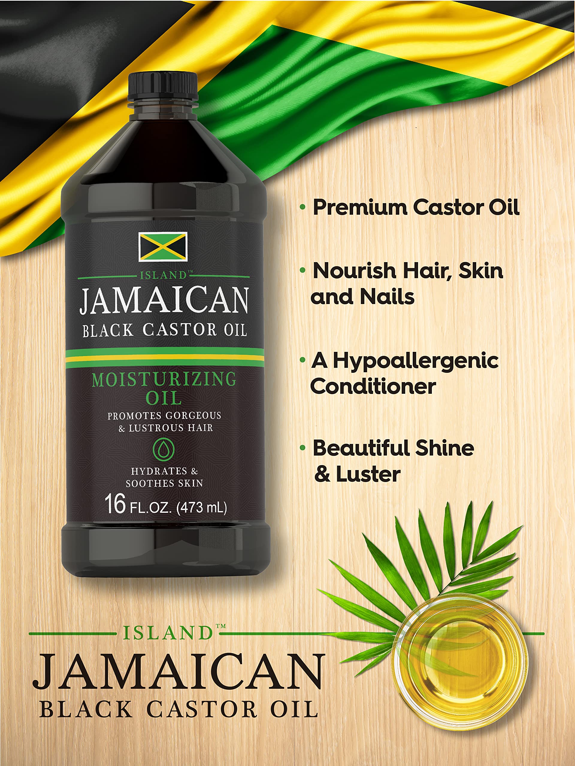 Carlyle Jamaican Black Castor Oil 16oz | Nourish Hair, Skin, and Nails | All Natural Hypoallergenic Conditioner