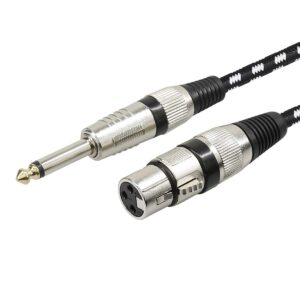 furui microphone cable 6ft, xlr female to 1/4' ts cables, nylon braided 6.35mm (1/4 inch) ts to xlr cable (xlr female to ts unbalanced cable)