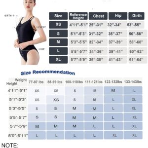 Daydance Black Women Dance Leotards Adult Double Straps Ballet Clothes