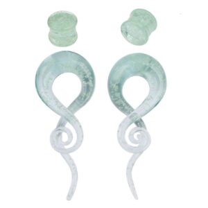 Changgaijewelry Glow in the Dark Glass Spiral Tapers Kit with Plugs 4 Pieces Plugs Set (2g(6mm))