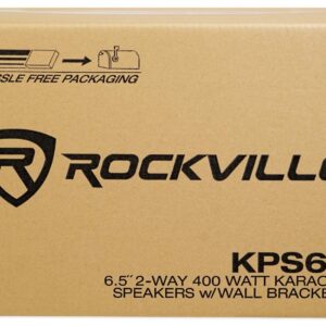 Rockville Pair KPS65 2-Way 400 Watt Karaoke Speakers+Wall Brackets/MDF, Black, 6.5"