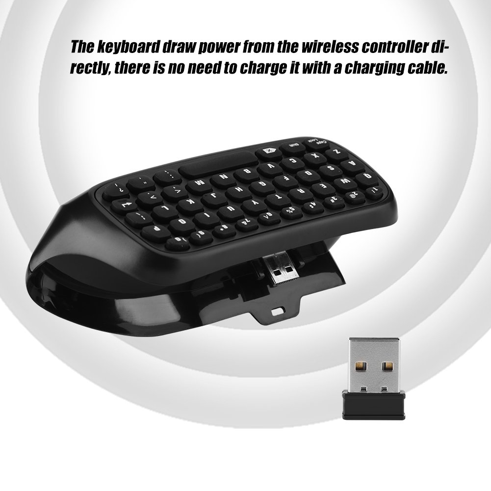 Mini Keyboard for Xbox One, 2.4G Receiver Chatpad Message Game Controller Keyboard for Xbox One, Black