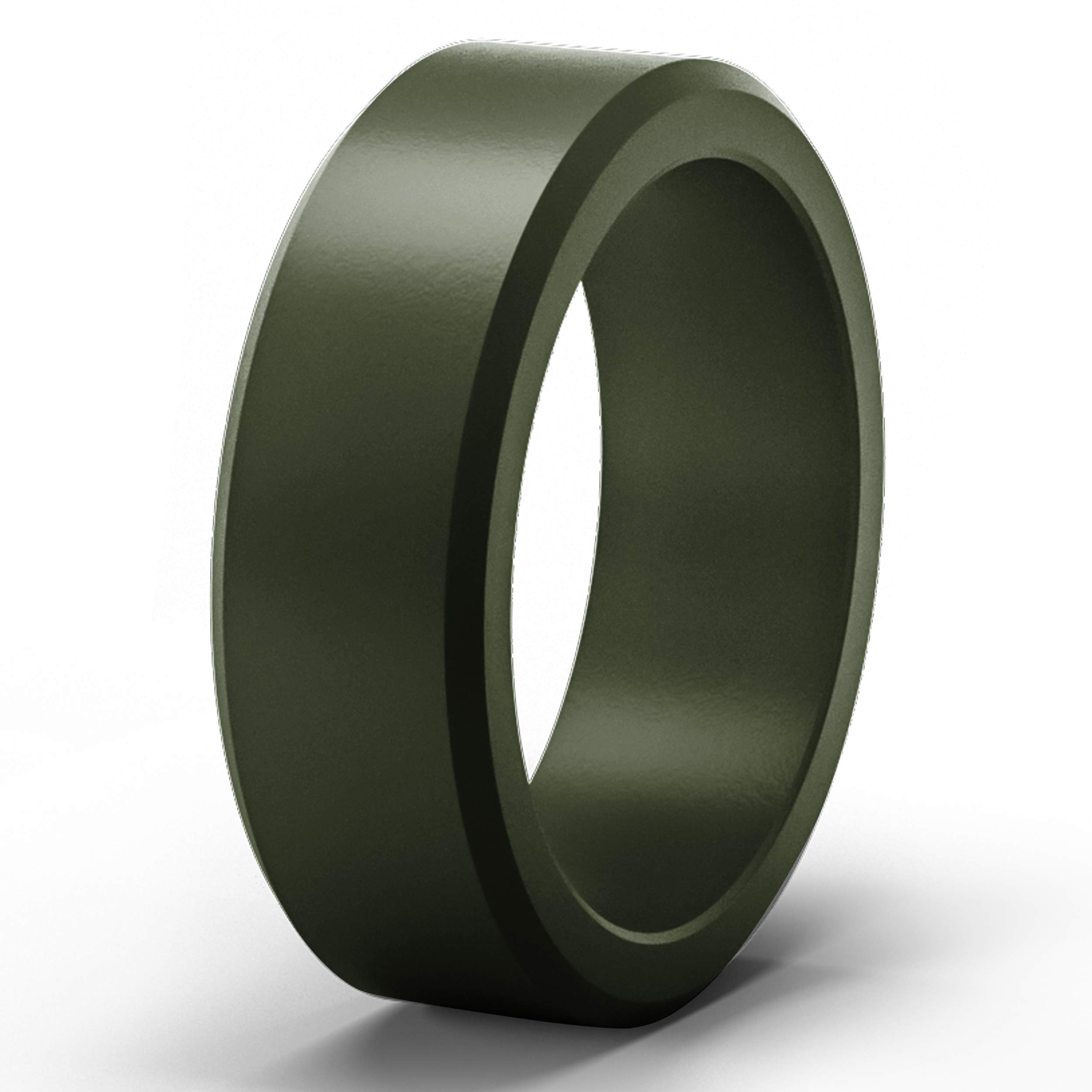 ThunderFit Silicone Rings for Men, Flat Top Angled Edge Rubber Wedding Bands 9.8mm Wide 2mm Thick - 1/4/7 Variety Multipack (Dark Green - Size 10.5-11 (20.6mm))