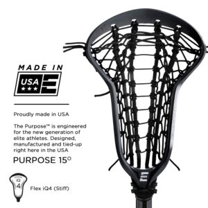 Epoch Lacrosse - Women's Purpose 15 Lacrosse Head with Ladder Pocket, Strung Head, 15-Degree Bottom Rail, Composite Injected Polymer, Crafted in USA - Black