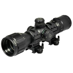 leapers, inc. - utg bugbuster rifle scope, 3-9x 32, 1", red/green illuminated mil-dot reticle, with rings, black finish scp-m392aolwq, upc :4712274528321