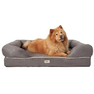 friends forever xx-large dog bed, orthopedic dog sofa memory foam mattress, calming dog couch bed, wall rim pillow, water resistant liner, washable cover, non-slip bottom, chester, xx-large grey