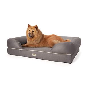 Friends Forever XX-Large Dog Bed, Orthopedic Dog Sofa Memory Foam Mattress, Calming Dog Couch Bed, Wall Rim Pillow, Water Resistant Liner, Washable Cover, Non-Slip Bottom, Chester, XX-Large Grey