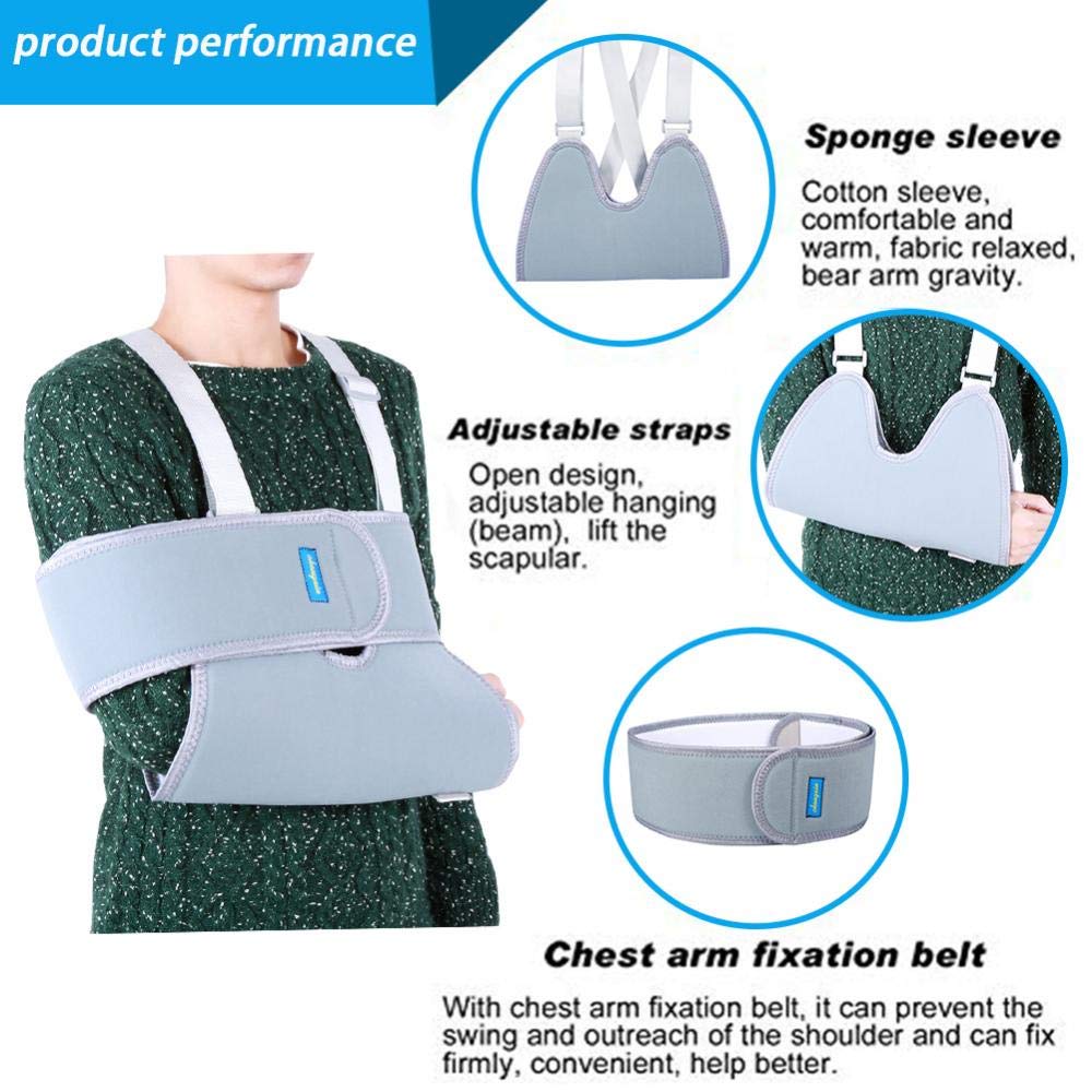 Sonew Arm Sling Shoulder Immobilizer, Rotator Cuff Elbow Support Brace, Rotator Cuff Support Brace, Adjustable Strap Sling, for Men and Women