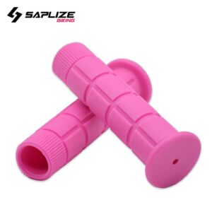 SAPLIZE Bike Handlebar Grips, for Kids Girls Boys Bikes, Balance Bikes, Road Bikes and Scooters, Length 4.9", with Tassel Streamers, Pink