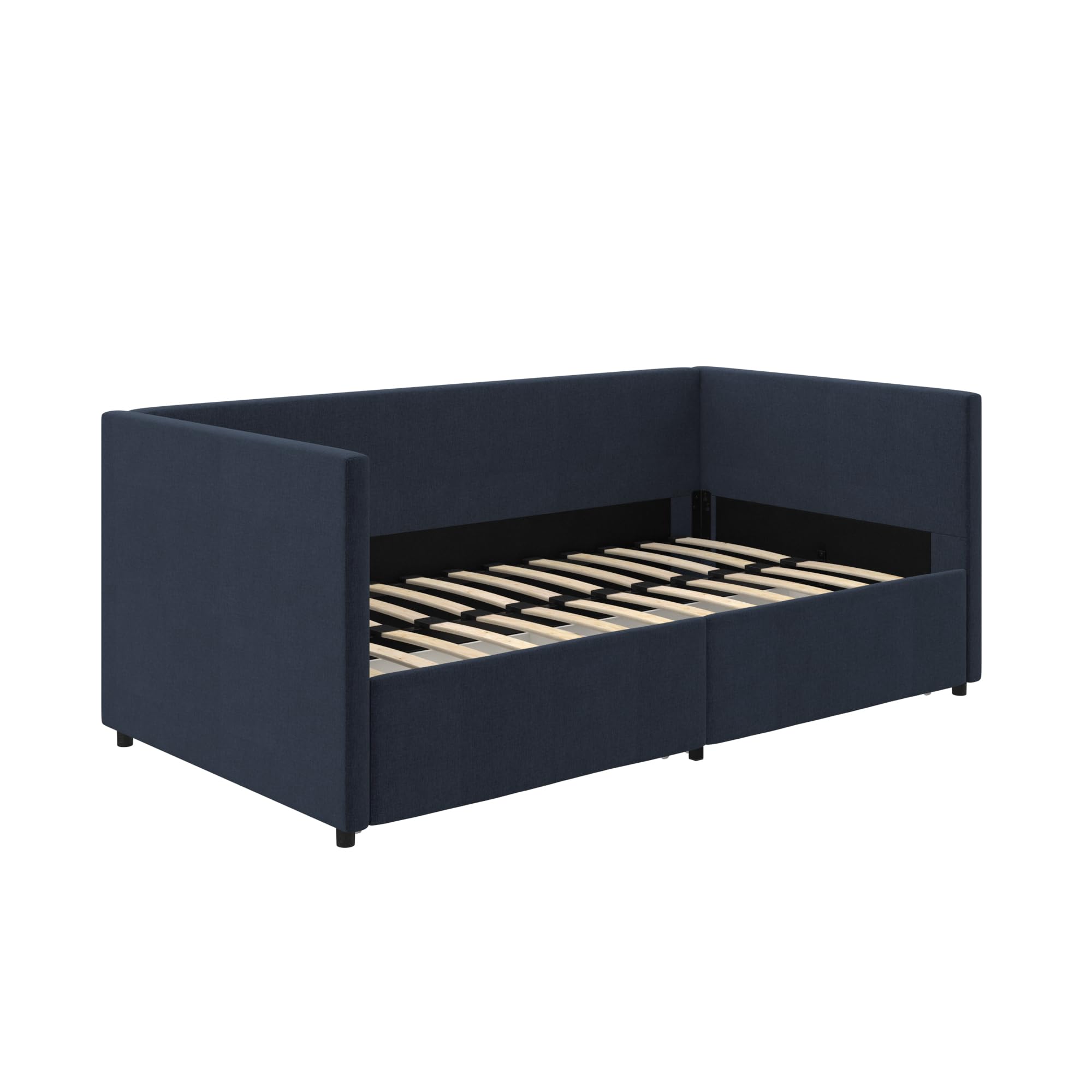 DHP Theo Upholstered Daybed with Storage Drawers, Twin, Blue Linen