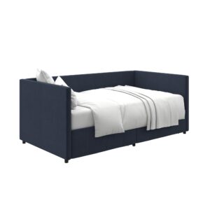 DHP Theo Upholstered Daybed with Storage Drawers, Twin, Blue Linen