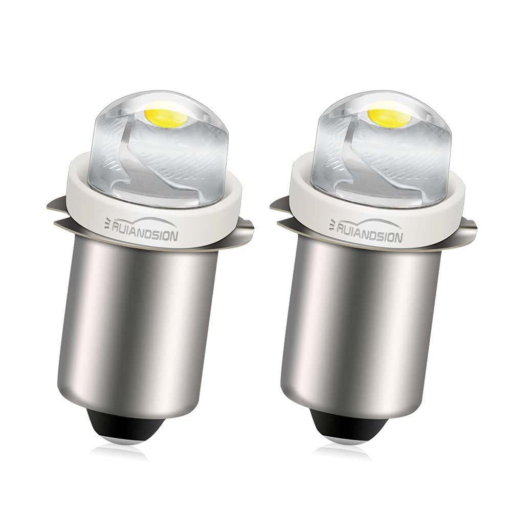 Ruiandsion 2pcs P13.5S LED Bulb 3-18V COB 0.5W 3V 4.5V 6V 9V 18V Upgrade for Flashlight Torch Work Lights,White