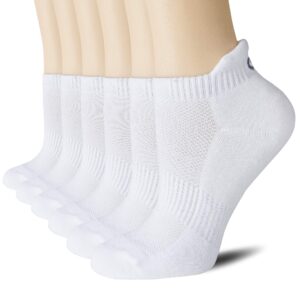 cs celersport ankle athletic running socks low cut sport tab sock for men and women (6 pairs), medium, white