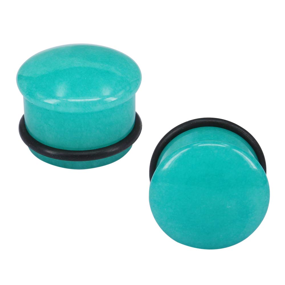 ZS Mozambique Amazonite Natural Stone Ear Plug Ear Gauge Noble Temperament Single Flare Ear Expander Tunnel (Gauge=0g(8mm))