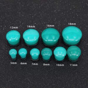 ZS Mozambique Amazonite Natural Stone Ear Plug Ear Gauge Noble Temperament Single Flare Ear Expander Tunnel (Gauge=0g(8mm))