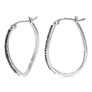 Vir Jewels 1/4 cttw Black Diamond Hoop Earrings in .925 Sterling Silver 1 Inch