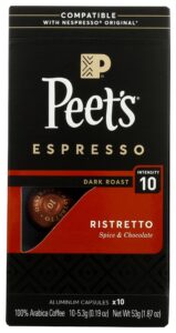 peet's coffee & tea ristretto capsules, 1.87 oz