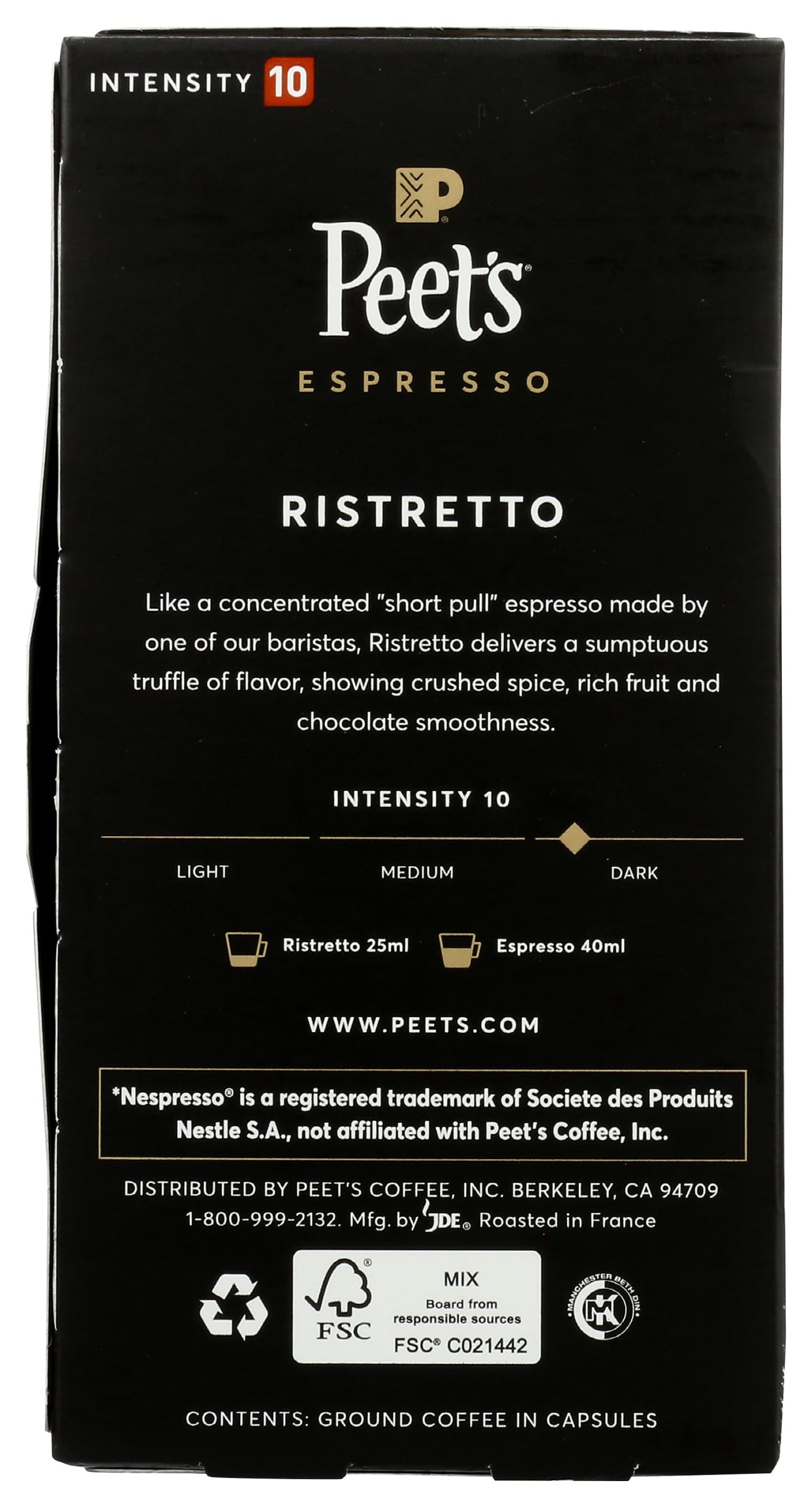 Peet's Coffee & Tea Ristretto Capsules, 1.87 OZ