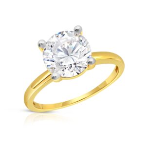 max + stone 3 carat round cubic zirconia solitaire engagement ring for women | 14k gold engagement ring | simulated diamond ring | yellow gold cz engagement ring size 6