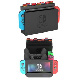 Skywin Switch Charging Dock - Charging Dock and Game Holder for Switch Console, Joy-Con Controllers, Switch Pro Controllers, Charging Base and Up to 28 Games