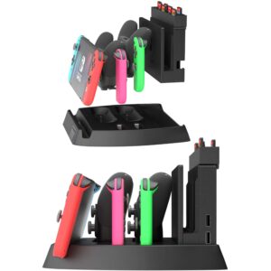 Skywin Switch Charging Dock - Charging Dock and Game Holder for Switch Console, Joy-Con Controllers, Switch Pro Controllers, Charging Base and Up to 28 Games