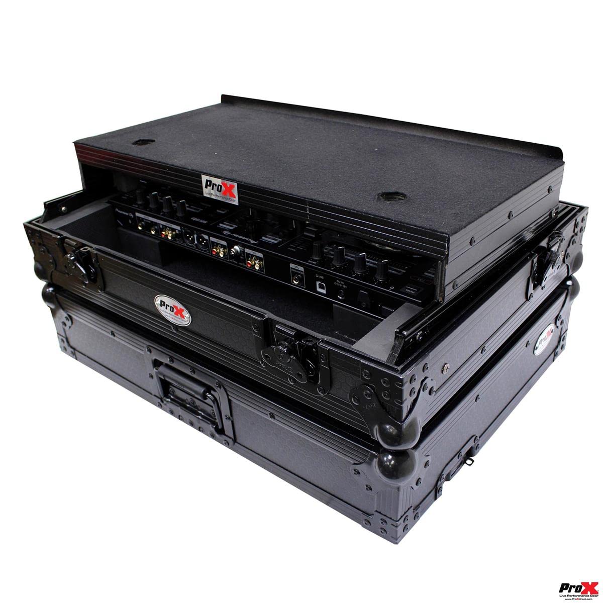 ProX Live Performance Gear XS-DDJSR2LTBL LED ATA Flight Case For Pioneer DDJ-SR2 DJ Controller with Laptop Shelf and LED - Black