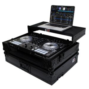 ProX Live Performance Gear XS-DDJSR2LTBL LED ATA Flight Case For Pioneer DDJ-SR2 DJ Controller with Laptop Shelf and LED - Black