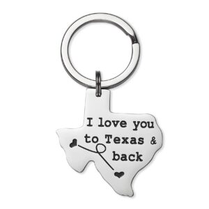 i love you to texas and back keychain boyfriend girlfriend long distance relationship gift going away gifts friendship (keychain)