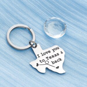 I Love You to Texas and Back Keychain Boyfriend Girlfriend Long Distance Relationship Gift Going Away Gifts Friendship (Keychain)