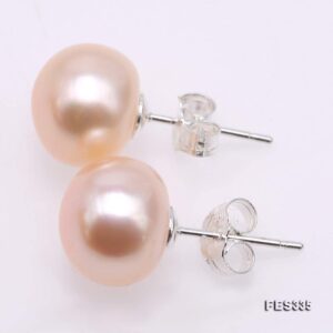 JYX Pearl Earrings 10mm Pink Freshwater Pearl Studs Earrings