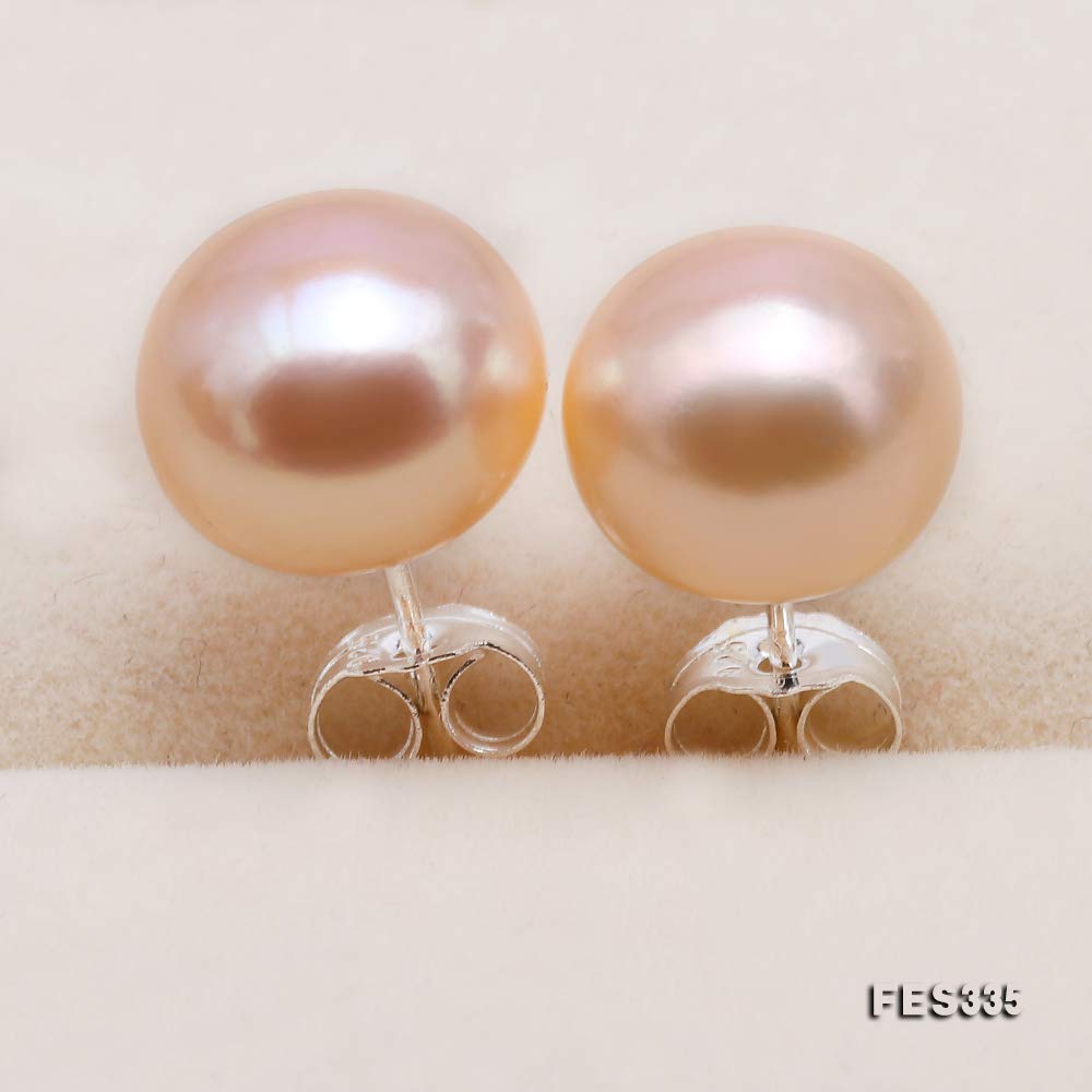 JYX Pearl Earrings 10mm Pink Freshwater Pearl Studs Earrings