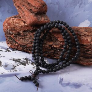 Eigso 8 mm Lava Rocks Stone Beads Wristband for Women Men 108 Malas Beaded Tibetan Healing Necklace Bracelet for Woman Man