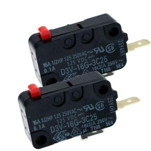 Snap Micro Switch D3V-16G-1C25 D3V-16G-3C25 Microwave Oven Normally Open for Frigidaire 5304440026 Microwave (Pack of 2)