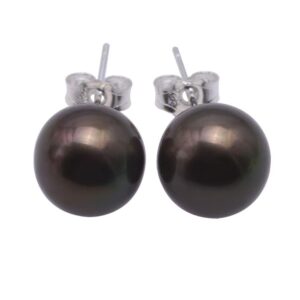 jyx pearl earrings 10mm black cultured freshwater pearl studs earrings for women