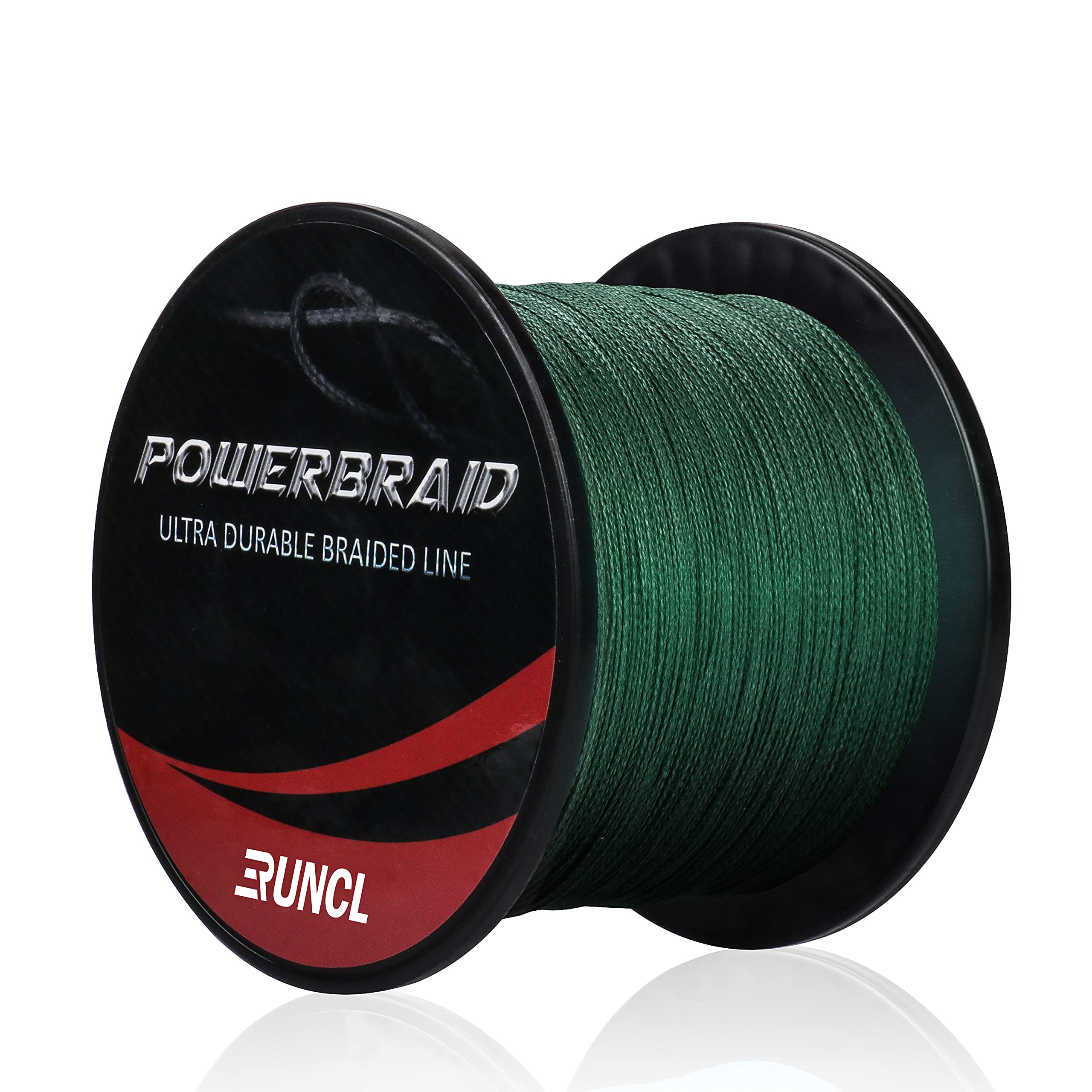 RUNCL PowerBraid Braided Fishing Line, Ultra Durable Braided Line 4 Strands - Seamless Weaving Tech, Enhanced Coating Tech, Zero Stretch, High Sensitivity (Moss Green, 300Yds, 30LB(13.6kgs))