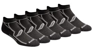 saucony men's multi-pack bolt performance comfort fit no-show socks, black assorted (6 pairs), shoe size: 8-12